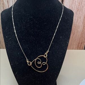 Gold Heart Pendant Necklace- Handmade- Art By Any Means